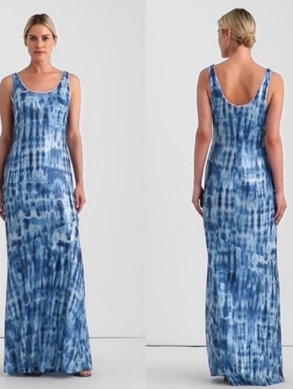 NWT Ralph Lauren Blue Tie-Dye Sequin Maxi Dress Gown Size 10 Or Large Formal
